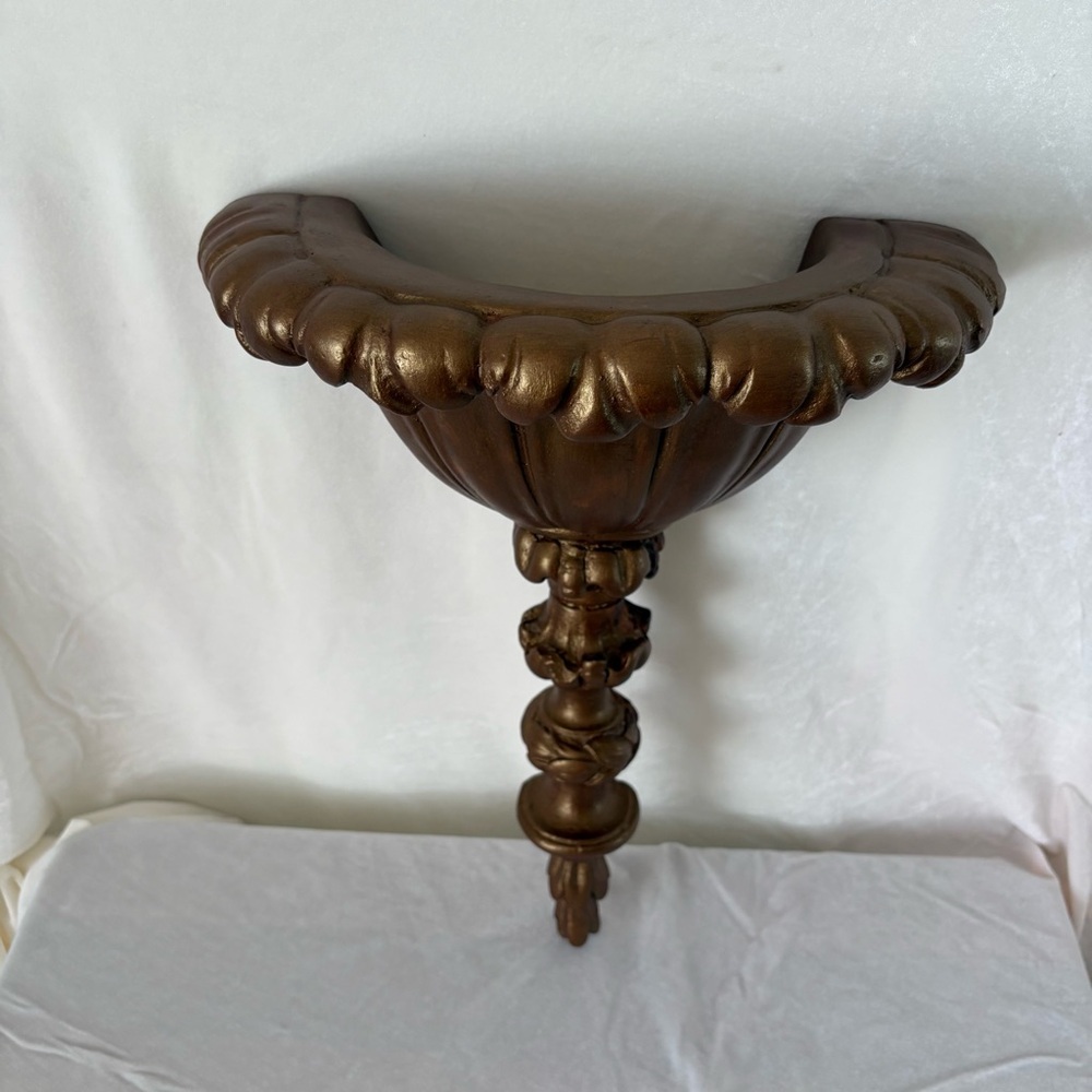 Vintage plaster bronze gold baroque wall hanging sconce vase home decor - Picture 3 of 5